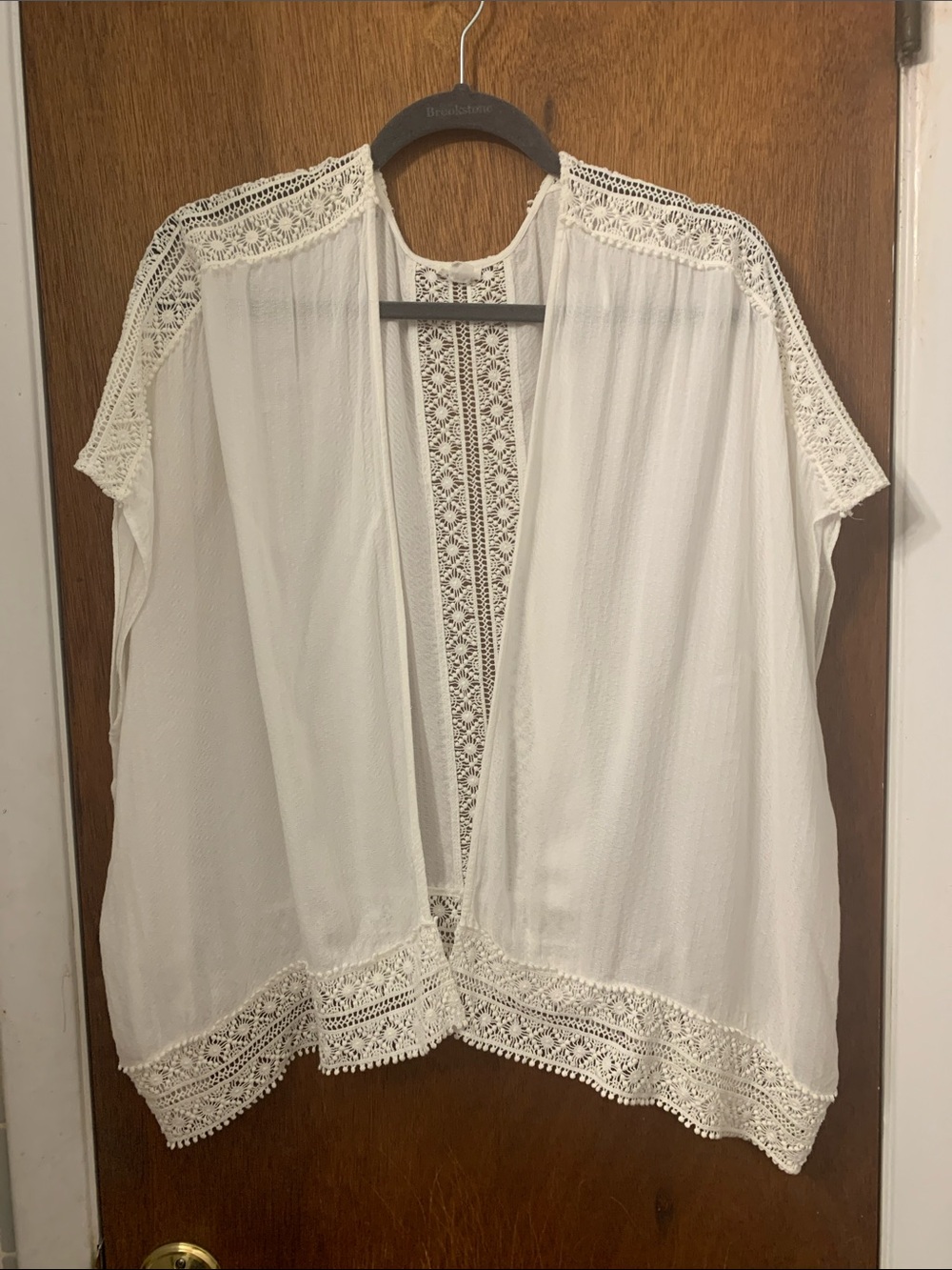 Garage White Crochet-Back Open Cardigan O/S